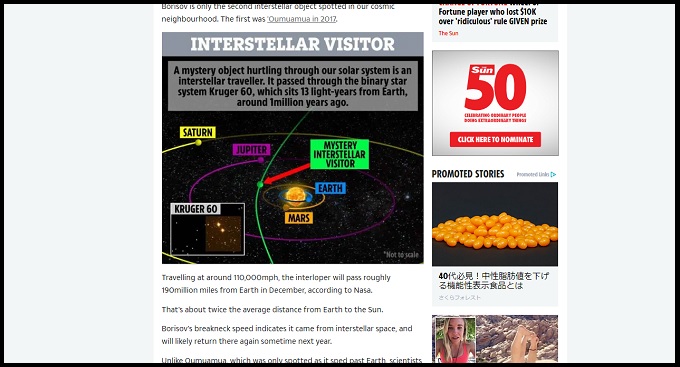 彗星ボリソフは人工天体で宇宙人探査機だ! 深新宙から来た2つ目の超巨大謎物体…もうすぐ太陽最接近!の画像2