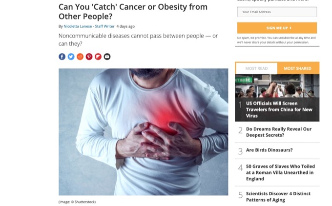 ガンや肥満は「感染」するか…論文内容が超話題に! 非伝染性の病気が伝染するかを探る「マイクロバイオーム研究」とは!?の画像1