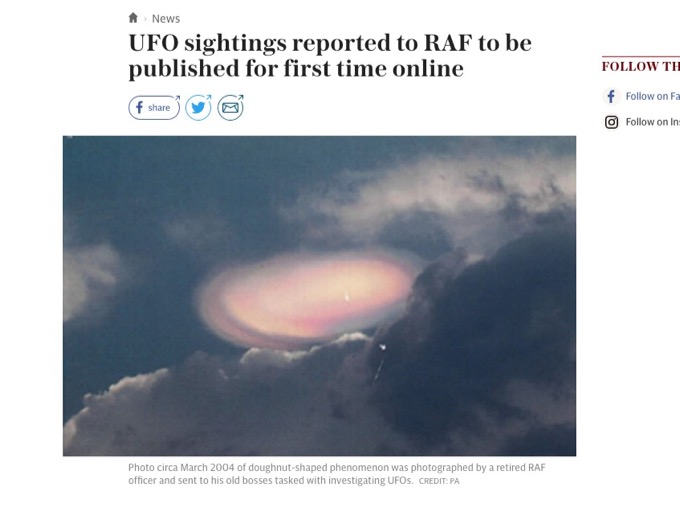 イギリス空軍が50年分のUFOファイル間もなく公開! 米海軍に続く革命的変化、「説明不可能な目撃例ばかり」研究者歓喜!の画像1