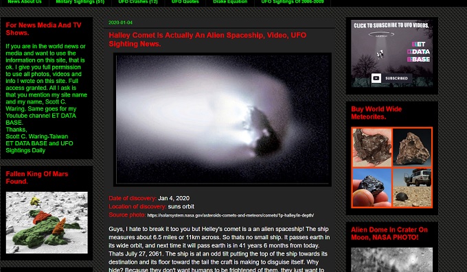 ハレー彗星はやはり「宇宙船」だった！ 画像で判明、着陸用の脚も「これはUFOだ」専門家が断言！の画像1