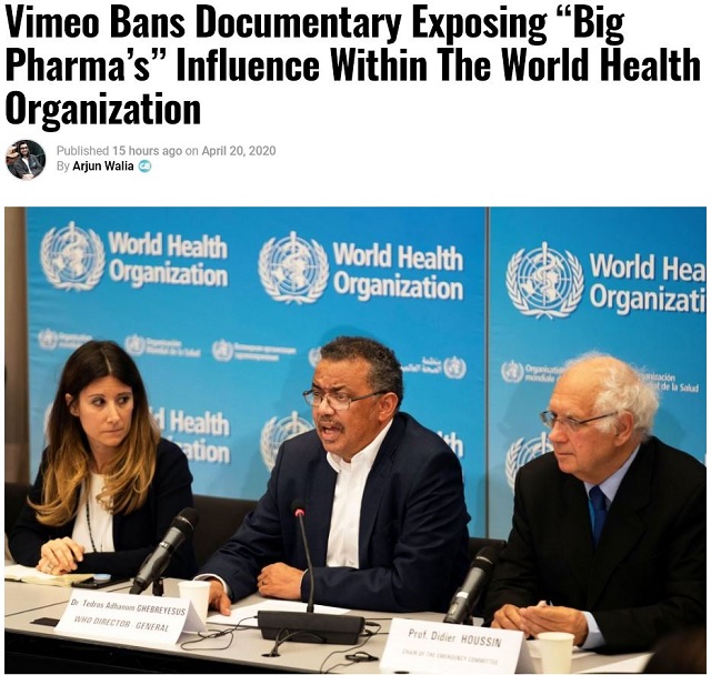 「製薬会社とWHOの闇」を暴いたドキュメンタリーをVimeoが強制削除! ワクチンの密約、巨額マネー… コロナ禍で強まる情報統制の画像1