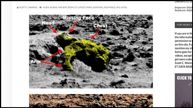 NASA火星画像に巨大エイリアンの死骸! 身長4m、黒いスーツを着たサラリーマン風…!の画像2