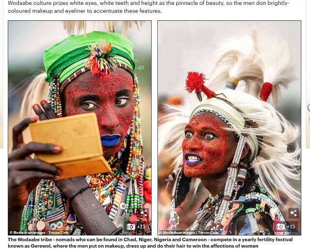 化粧した男、女性審査員に認められれば即セックス！ アフリカ「ウォダベ族」の奇祭の画像1