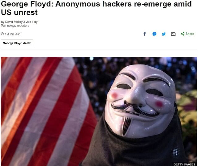 米デモきっかけにハッカー集団「アノニマス」が勢力拡大! ミネアポリス市警に宣戦布告、ハッキング攻撃連発も… 彼らはどちら側なのか?の画像1