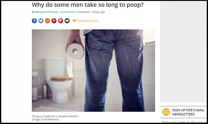 なぜ一部の男はトイレが異様に長いのか!? うんこじゃない衝撃の実態判明、専門家「不吉な兆候」の画像1