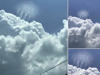 雲の上に3本の巨大な指が出現！ 磁場の異常？タイムトラベルの痕跡？気象学者も「わからない」