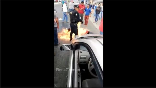 【閲覧注意】渋谷スクランブル交差点の発火男よりもヤバい! 大衆と警察の目の前で焼き殺される泥棒… モブジャスティスの現実!の画像1
