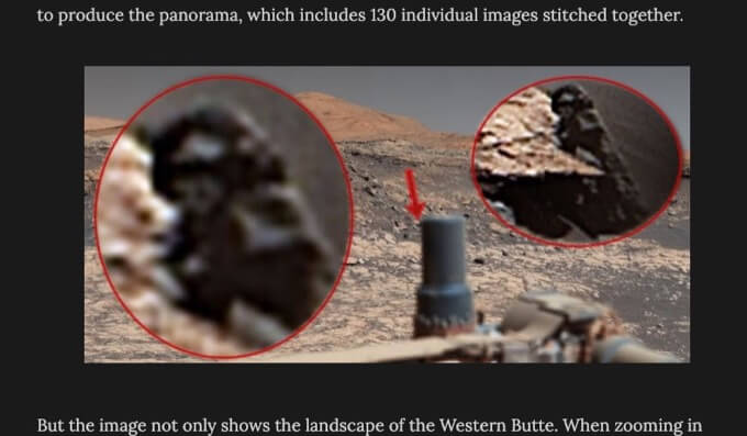 火星探査機キュリオシティをじっと見つめる「謎の生物」をNASAが激撮! 巻毛、真っ黒な皮膚… やはりエイリアン監視員か!?の画像2