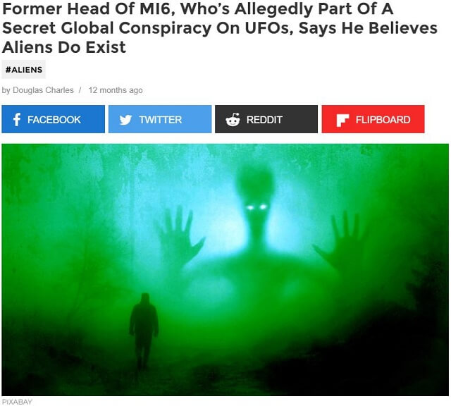 元MI6最高スパイがついに告白「UFO&エイリアンは確実に存在する」!! 国連UFO総会の極秘開催情報まで… 想像を超えた実態暴露!の画像1