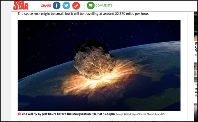 バイデン大統領就任式の瞬間、6つの小惑星が地球衝突の可能性？ NASAが「潜在的に危険」と警告！の画像1