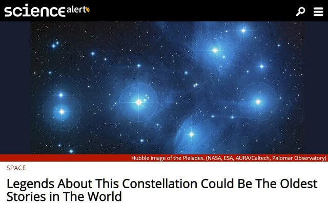 プレアデス星団は星6個なのに世界各国の神話で「7人姉妹」の矛盾! 同じ伝説が世界に散らばる謎が解決!の画像2