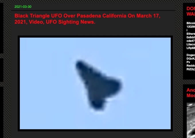 【衝撃映像】漆黒の三角UFOがカリフォルニアに出現!! 機体を回転させ性能誇示、「ワクチン接種の進捗を監視している」識者が確信!の画像1