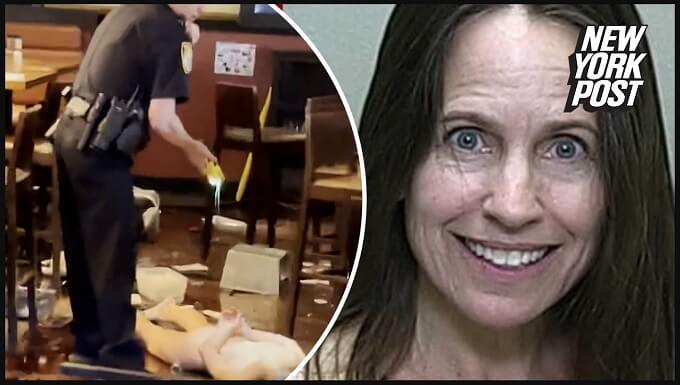 【閲覧注意】全裸でイキった女がレストランを破壊しまくる恐怖事件発生! マ●コもろ出しで警官とバトルを繰り広げ… 怒りの理由がヤバい=米の画像2