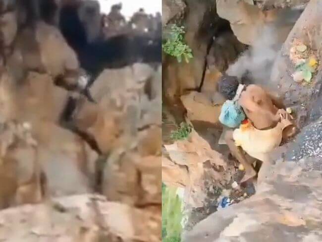 【閲覧注意】崖で踊っていた司祭がヤバすぎる死を遂げる! 自らの命を神に捧げてしまう恐怖の瞬間=印の画像1