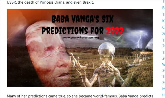 ババ・ヴァンガ「2022年の予言」が怖すぎる！ ウイルス、津波、宇宙人、VR… 来年は人類絶望の年！の画像1