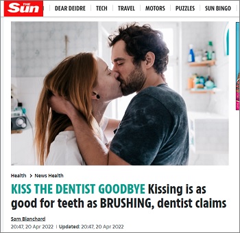 「キスは歯磨きと同じくらい歯の健康に良い」有名歯科医が1日4分間の濃厚な接吻を推奨(最速ニュース)の画像2