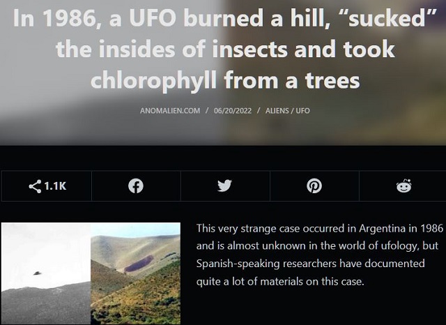 荒れ狂うUFOが「葉緑素と昆虫の内臓を吸い取った」1986年の奇怪すぎる事件とは?の画像1