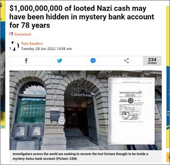 ナチス略奪資産の意外すぎる隠し場所ついに特定か！ 総額10億ドル以上、ユダヤ人団体も本気の画像1