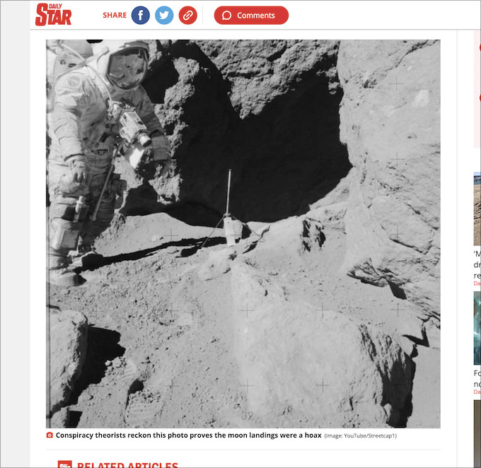 月面着陸が捏造だった決定的証拠か？ アポロ17号の写真に新たな不審点発覚、月に長髪の男が…！の画像1
