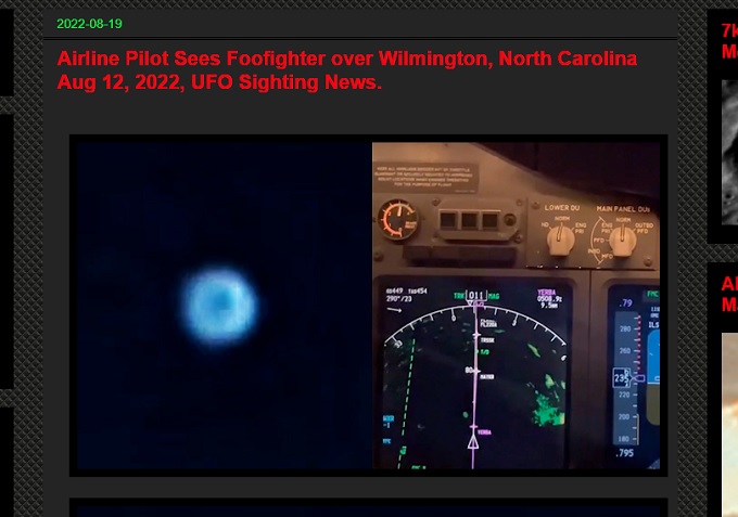 フライト中にUFO遭遇、現役パイロットが決意の映像公開！ 並走35分の恐怖… 謎の発光体は「フー・ファイター」か？の画像1