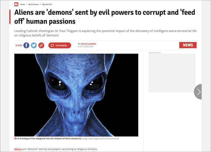 「宇宙人とは人類を堕落させるため邪悪な勢力が送り込んだ悪魔である」衝撃の論文発表! 宗教界でも賛同の声の画像2