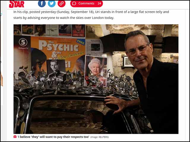 ユリ・ゲラー「エリザベス女王の葬儀に宇宙人も参列」 と予言 UFOは現れたのか?の画像2