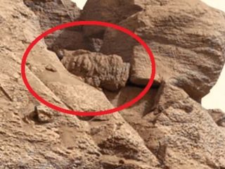 火星表面に倒れた「人面像」を発見か？ NASA探査機が撮影