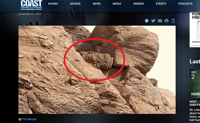 火星表面に倒れた「人面像」を発見か？ NASA探査機が撮影の画像1