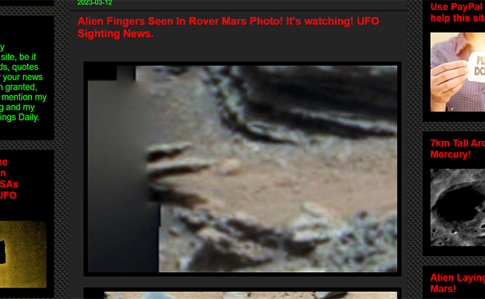 宇宙人の手が写り込む!? NASA火星探査機が撮影「2mのエイリアンだ」専門家の画像1