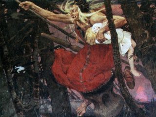 スラヴ民話の魔女バーバ・ヤーガとは？ すり鉢に乗って飛び、子どもたちを捕食し…