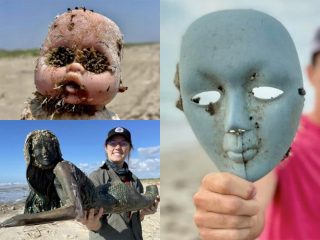 フジツボに覆われた人形、呪文の瓶、古聖書… ビーチの漂着物が不気味すぎる！ ゴミを金に変える？