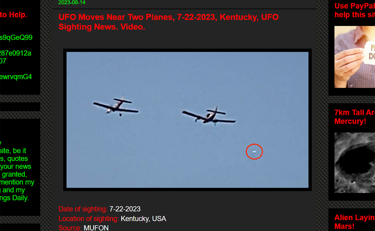 UFOが飛行機とパイロットをスキャンしている衝撃映像！ 米国防総省が公開したUFO映像と同一の機体かの画像1